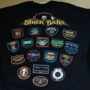 Famous Biker Bars Black XL Vintage Tee Shirt, 17 USA Famous Bars Cotton T Shirt